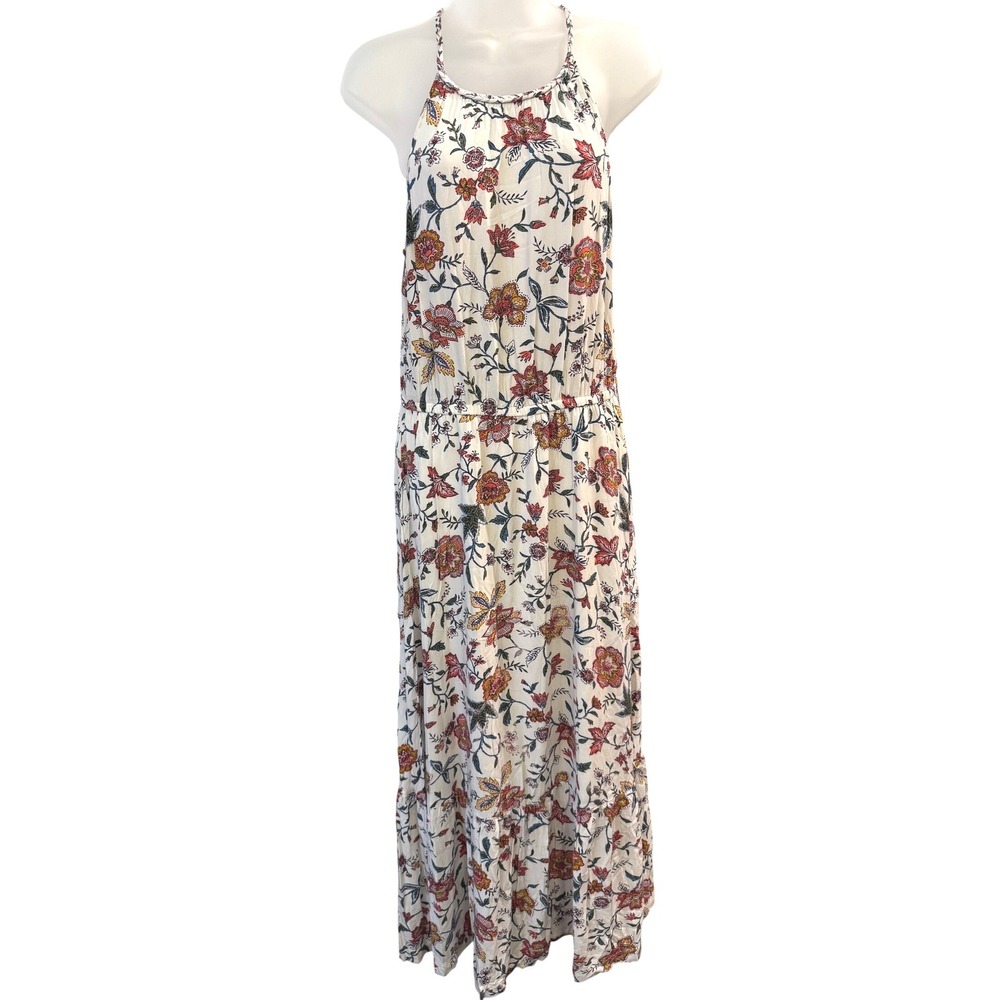 Old Navy Womens Floral Halter Maxi Dress White M Boho Cottagecore Sunโ Flowy Med